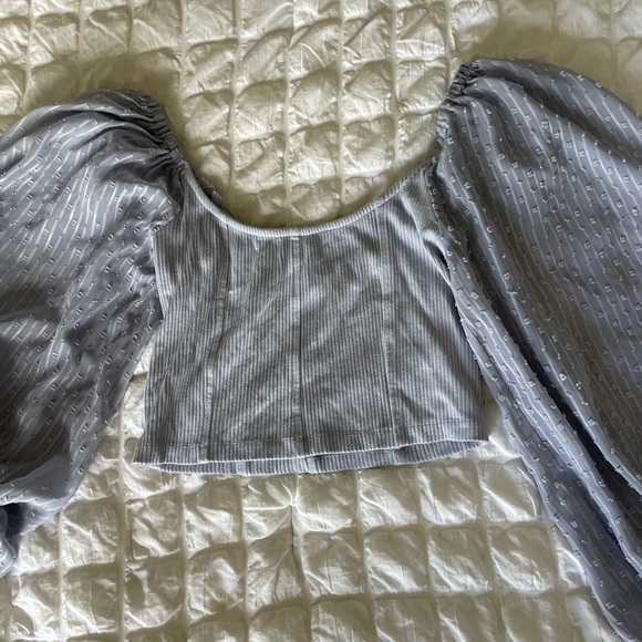 Urban Outfitters Light Blue Puff Sleeve Top - Picture 4 of 8